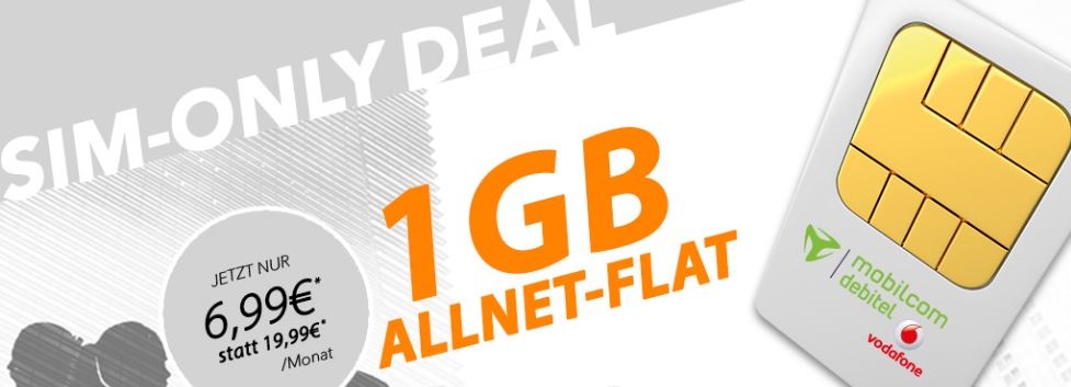 Allnet Flat + 1 GB Datenvolumen im Vodafone D2-Netz für 6,99€ monatlich