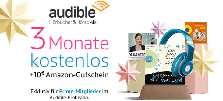 amazon audible 3 monate gratis 10 euro banner