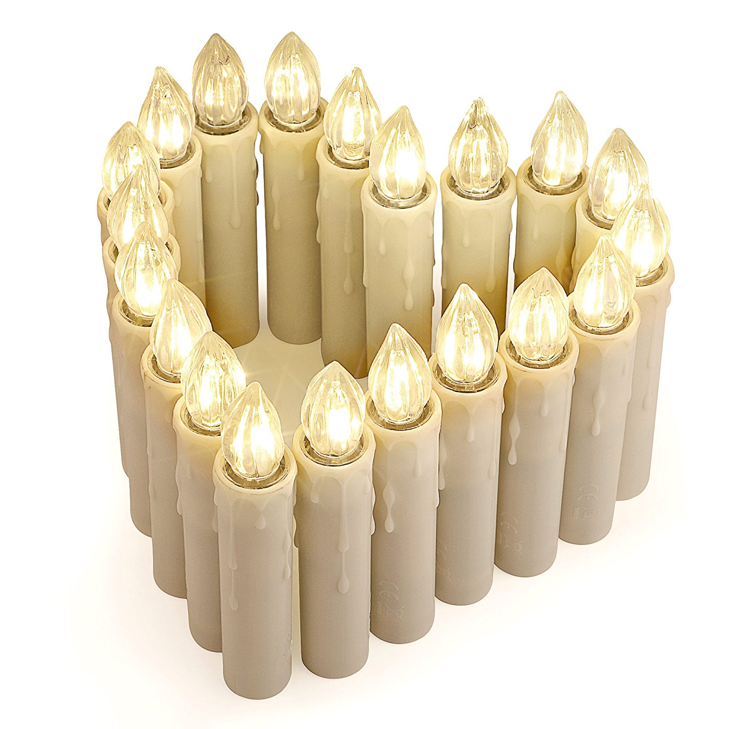 20er LED kabellose Kerzen [inkl. Fernbedienung, Timer und Batterien] IP64 Dimmbar Flammenlose Weihnachtskerzen