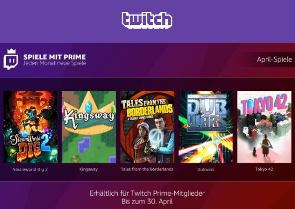 [Twitch] Kostenlose Spiele mit Prime im April