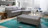 Ecksofa Kopenhagen mit Schlaffunktion in Grau, optional mit Hocker für 552,98 € inkl. Versand