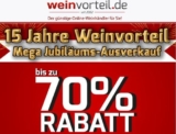 Weinvorteil: Mega Jubiläums-Ausverkauf mit bis zu 70% Rabatt